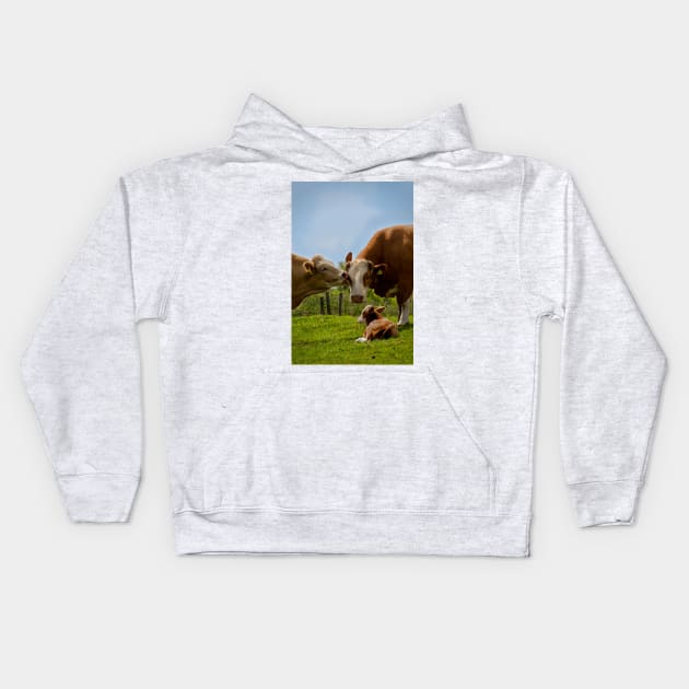 Kissin' cows Kids Hoodie by Violaman